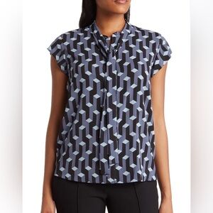 Calvin Klein Black and Gray Geometric Blouse